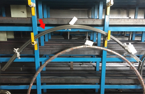 129-スチール丸パイプの芯1000Ｒの弓曲げ
